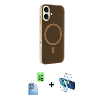 MARSİLYAN™- iPhone 16 Kılıf Çekirdek Modern Prime - Siyah 3D Antistatik Seramik Nano Ekran Koruyucu + Raze Metal Kamera Lens - LT