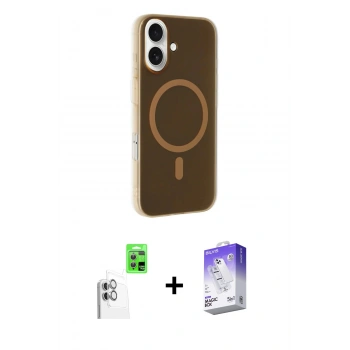 MARSİLYAN™- iPhone 16 Kılıf Çekirdek Modern Prime - Siyah Bilvis 5in1 3D Magic Cam Ekran Koruyucu + Raze Metal Kamera Lens - BZ