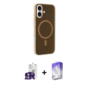 MARSİLYAN™- iPhone 16 Kılıf Çekirdek Modern Prime - Siyah Bilvis 5in1 3D Magic Cam Ekran Koruyucu + Bilvis Titan Kamera Lens - YL