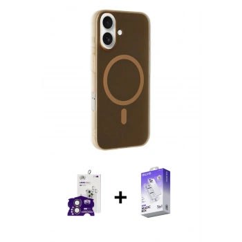 MARSİLYAN™- iPhone 16 Kılıf Çekirdek Modern Prime - Siyah Bilvis 5in1 3D Magic Cam Ekran Koruyucu + Bilvis Titan Kamera Lens - PE
