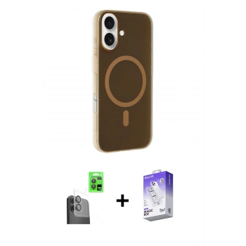 MARSİLYAN™- iPhone 16 Kılıf Çekirdek Modern Prime - Siyah Bilvis 5in1 3D Magic Cam Ekran Koruyucu + Raze Metal Kamera Lens - SH