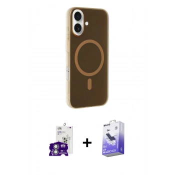 MARSİLYAN™- iPhone 16 Kılıf Çekirdek Modern Prime - Siyah Bilvis 5in1 5D Magic Hayalet Cam Ekran Koruyucu + Bilvis Titan Kamera Lens - GS