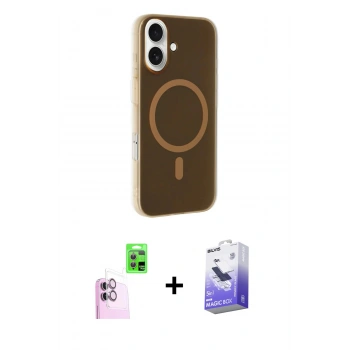MARSİLYAN™- iPhone 16 Kılıf Çekirdek Modern Prime - Siyah Bilvis 5in1 5D Magic Hayalet Cam Ekran Koruyucu + Raze Metal Kamera Lens - PE