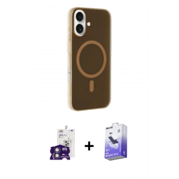 MARSİLYAN™- iPhone 16 Kılıf Çekirdek Modern Prime - Siyah Bilvis 5in1 5D Magic Hayalet Cam Ekran Koruyucu + Bilvis Titan Kamera Lens - YL