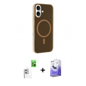 MARSİLYAN™- iPhone 16 Kılıf Çekirdek Modern Prime - Siyah Bilvis 5in1 5D Magic Hayalet Cam Ekran Koruyucu + Raze Metal Kamera Lens - BZ