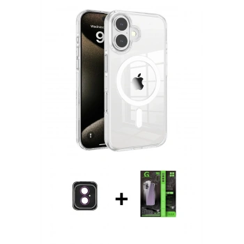 MARSİLYAN™- iPhone 16 Kılıf Doruk Doku Özel Seri - Şeffaf 360 Full Body Arka Koruyucu + PVD Metal Kamera Lens - PE