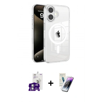 MARSİLYAN™- iPhone 16 Kılıf Doruk Doku Özel Seri - Şeffaf Pasifik Cam Ekran Koruyucu + Bilvis Titan Kamera Lens - GS
