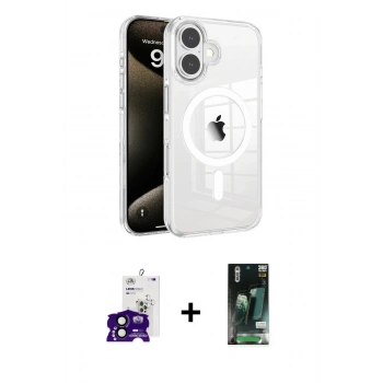 MARSİLYAN™- iPhone 16 Kılıf Doruk Doku Özel Seri - Siyah 360 Mat Full Body Arka Koruyucu + Bilvis Titan Kamera Lens - SH