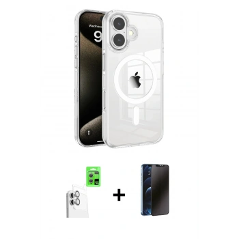 MARSİLYAN™- iPhone 16 Kılıf Doruk Doku Özel Seri - Siyah 3D Antistatik Hayalet Cam Ekran Koruyucu + Raze Metal Kamera Lens - BZ