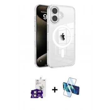 MARSİLYAN™- iPhone 16 Kılıf Doruk Doku Özel Seri - Siyah 3D Antistatik Seramik Nano Ekran Koruyucu + Bilvis Titan Kamera Lens - PE