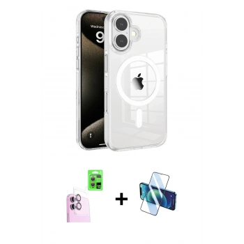 MARSİLYAN™- iPhone 16 Kılıf Doruk Doku Özel Seri - Siyah 3D Antistatik Seramik Nano Ekran Koruyucu + Raze Metal Kamera Lens - PE