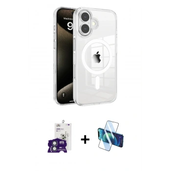 MARSİLYAN™- iPhone 16 Kılıf Doruk Doku Özel Seri - Siyah 3D Antistatik Seramik Nano Ekran Koruyucu + Bilvis Titan Kamera Lens - YL