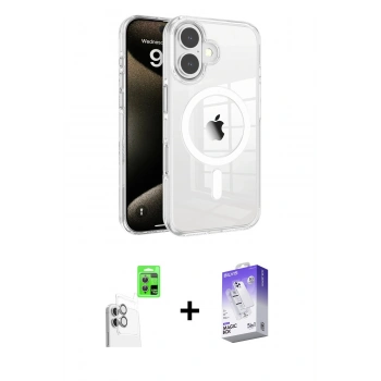 MARSİLYAN™- iPhone 16 Kılıf Doruk Doku Özel Seri - Siyah Bilvis 5in1 3D Magic Cam Ekran Koruyucu + Raze Metal Kamera Lens - BZ