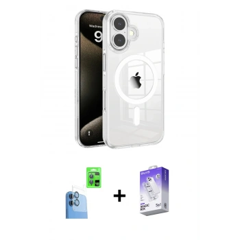 MARSİLYAN™- iPhone 16 Kılıf Doruk Doku Özel Seri - Siyah Bilvis 5in1 3D Magic Cam Ekran Koruyucu + Raze Metal Kamera Lens - LT