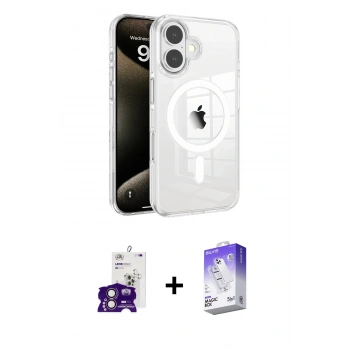 MARSİLYAN™- iPhone 16 Kılıf Doruk Doku Özel Seri - Siyah Bilvis 5in1 3D Magic Cam Ekran Koruyucu + Bilvis Titan Kamera Lens - PE