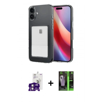 MARSİLYAN™- iPhone 16 Kılıf Doruk Klasik Koleksiyonu - Şeffaf 360 Full Body Arka Koruyucu + Bilvis Titan Kamera Lens - PE