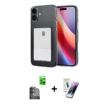 MARSİLYAN™- iPhone 16 Kılıf Doruk Klasik Koleksiyonu - Şeffaf Pasifik Cam Ekran Koruyucu + Raze Metal Kamera Lens - SH