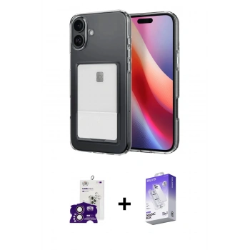 MARSİLYAN™- iPhone 16 Kılıf Doruk Klasik Koleksiyonu - Siyah Bilvis 5in1 3D Magic Cam Ekran Koruyucu + Bilvis Titan Kamera Lens - PE