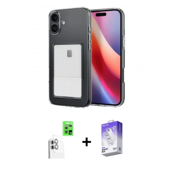 MARSİLYAN™- iPhone 16 Kılıf Doruk Klasik Koleksiyonu - Siyah Bilvis 5in1 3D Magic Cam Ekran Koruyucu + Raze Metal Kamera Lens - BZ