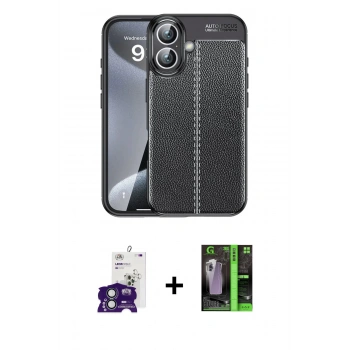 MARSİLYAN™- iPhone 16 Kılıf Doruk Klasik Özel Seri - Şeffaf 360 Full Body Arka Koruyucu + Bilvis Titan Kamera Lens - YL
