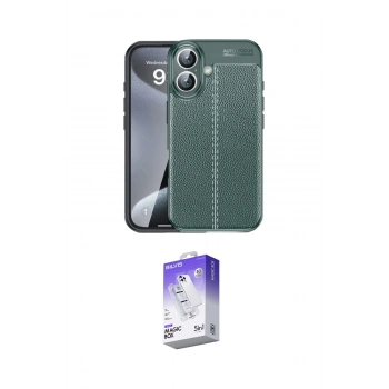 MARSİLYAN™- iPhone 16 Kılıf Doruk Klasik Özel Seri - Siyah Bilvis 5in1 3D Magic Cam Ekran Koruyucu