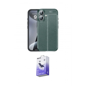MARSİLYAN™- iPhone 16 Kılıf Doruk Klasik Özel Seri - Siyah Bilvis 5in1 5D Magic Hayalet Cam Ekran Koruyucu