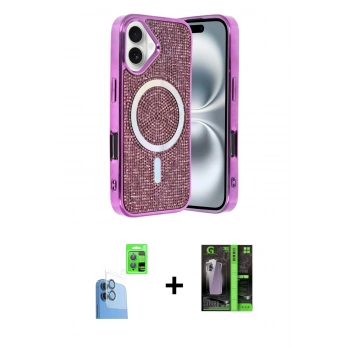 MARSİLYAN™- iPhone 16 Kılıf Eksen Çizgi - Şeffaf 360 Full Body Arka Koruyucu + Raze Metal Kamera Lens - LT