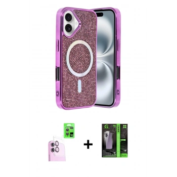 MARSİLYAN™- iPhone 16 Kılıf Eksen Çizgi - Şeffaf 360 Full Body Arka Koruyucu + Raze Metal Kamera Lens - PE