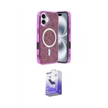 MARSİLYAN™- iPhone 16 Kılıf Eksen Çizgi - Siyah Bilvis 5in1 5D Magic Hayalet Cam Ekran Koruyucu