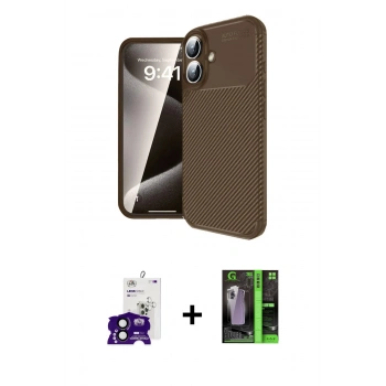 MARSİLYAN™- iPhone 16 Kılıf Eksen Form Prime - Şeffaf 360 Full Body Arka Koruyucu + Bilvis Titan Kamera Lens - SH