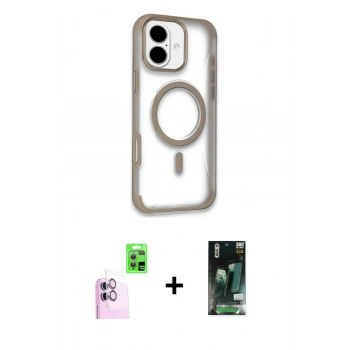 MARSİLYAN™- iPhone 16 Kılıf Eksen Klasik Koleksiyonu - Siyah 360 Mat Full Body Arka Koruyucu + Raze Metal Kamera Lens - PE