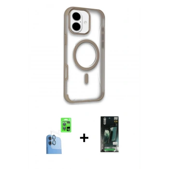 MARSİLYAN™- iPhone 16 Kılıf Eksen Klasik Koleksiyonu - Siyah 360 Mat Full Body Arka Koruyucu + Raze Metal Kamera Lens - LT