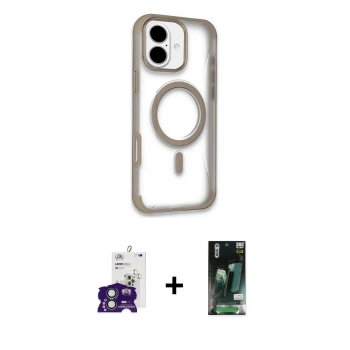 MARSİLYAN™- iPhone 16 Kılıf Eksen Klasik Koleksiyonu - Siyah 360 Mat Full Body Arka Koruyucu + Bilvis Titan Kamera Lens - YL