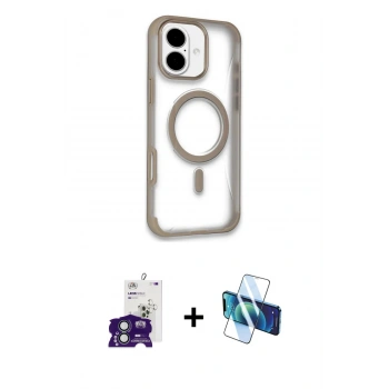MARSİLYAN™- iPhone 16 Kılıf Eksen Klasik Koleksiyonu - Siyah 3D Antistatik Seramik Nano Ekran Koruyucu + Bilvis Titan Kamera Lens - YL
