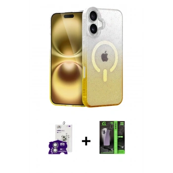 MARSİLYAN™- iPhone 16 Kılıf Eksen Minimal Özel Seri - Şeffaf 360 Full Body Arka Koruyucu + Bilvis Titan Kamera Lens - GS