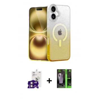 MARSİLYAN™- iPhone 16 Kılıf Eksen Minimal Özel Seri - Şeffaf 360 Full Body Arka Koruyucu + Bilvis Titan Kamera Lens - PE