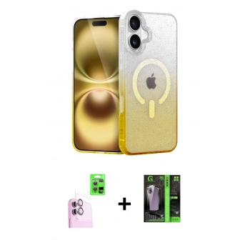 MARSİLYAN™- iPhone 16 Kılıf Eksen Minimal Özel Seri - Şeffaf 360 Full Body Arka Koruyucu + Raze Metal Kamera Lens - PE