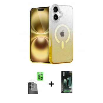 MARSİLYAN™- iPhone 16 Kılıf Eksen Minimal Özel Seri - Siyah 360 Mat Full Body Arka Koruyucu + Raze Metal Kamera Lens - SH