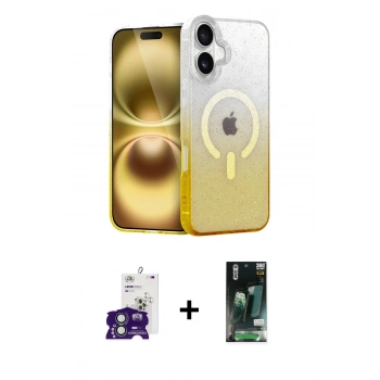 MARSİLYAN™- iPhone 16 Kılıf Eksen Minimal Özel Seri - Siyah 360 Mat Full Body Arka Koruyucu + Bilvis Titan Kamera Lens - YL