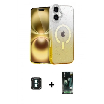 MARSİLYAN™- iPhone 16 Kılıf Eksen Minimal Özel Seri - Siyah 360 Mat Full Body Arka Koruyucu + PVD Metal Kamera Lens - YL