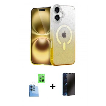 MARSİLYAN™- iPhone 16 Kılıf Eksen Minimal Özel Seri - Siyah 3D Antistatik Hayalet Cam Ekran Koruyucu + Raze Metal Kamera Lens - LT