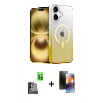 MARSİLYAN™- iPhone 16 Kılıf Eksen Minimal Özel Seri - Siyah 3D Antistatik Mat Seramik Nano Ekran Koruyucu + Raze Metal Kamera Lens - SH