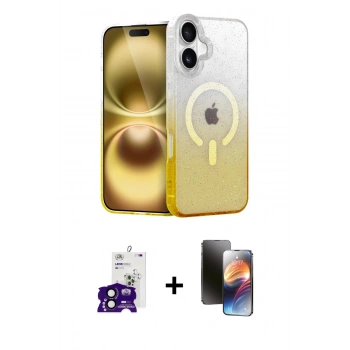 MARSİLYAN™- iPhone 16 Kılıf Eksen Minimal Özel Seri - Siyah 3D Antistatik Mat Seramik Nano Ekran Koruyucu + Bilvis Titan Kamera Lens - SH