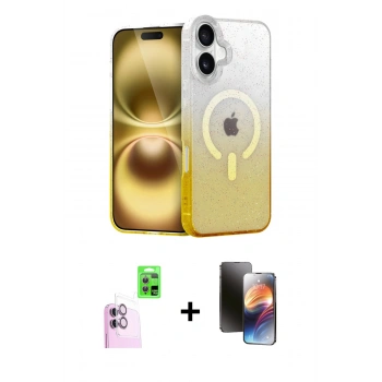 MARSİLYAN™- iPhone 16 Kılıf Eksen Minimal Özel Seri - Siyah 3D Antistatik Mat Seramik Nano Ekran Koruyucu + Raze Metal Kamera Lens - PE