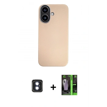 MARSİLYAN™- iPhone 16 Kılıf Eksen Prime - Şeffaf 360 Full Body Arka Koruyucu + PVD Metal Kamera Lens - MI
