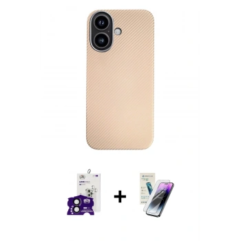MARSİLYAN™- iPhone 16 Kılıf Eksen Prime - Şeffaf Pasifik Cam Ekran Koruyucu + Bilvis Titan Kamera Lens - SH