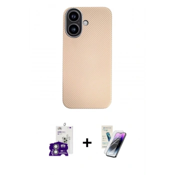 MARSİLYAN™- iPhone 16 Kılıf Eksen Prime - Şeffaf Pasifik Cam Ekran Koruyucu + Bilvis Titan Kamera Lens - GS