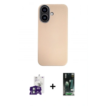 MARSİLYAN™- iPhone 16 Kılıf Eksen Prime - Siyah 360 Mat Full Body Arka Koruyucu + Bilvis Titan Kamera Lens - YL