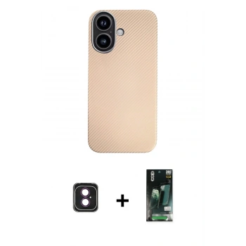 MARSİLYAN™- iPhone 16 Kılıf Eksen Prime - Siyah 360 Mat Full Body Arka Koruyucu + PVD Metal Kamera Lens - PE