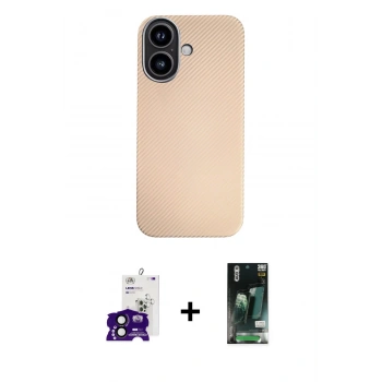 MARSİLYAN™- iPhone 16 Kılıf Eksen Prime - Siyah 360 Mat Full Body Arka Koruyucu + Bilvis Titan Kamera Lens - SH